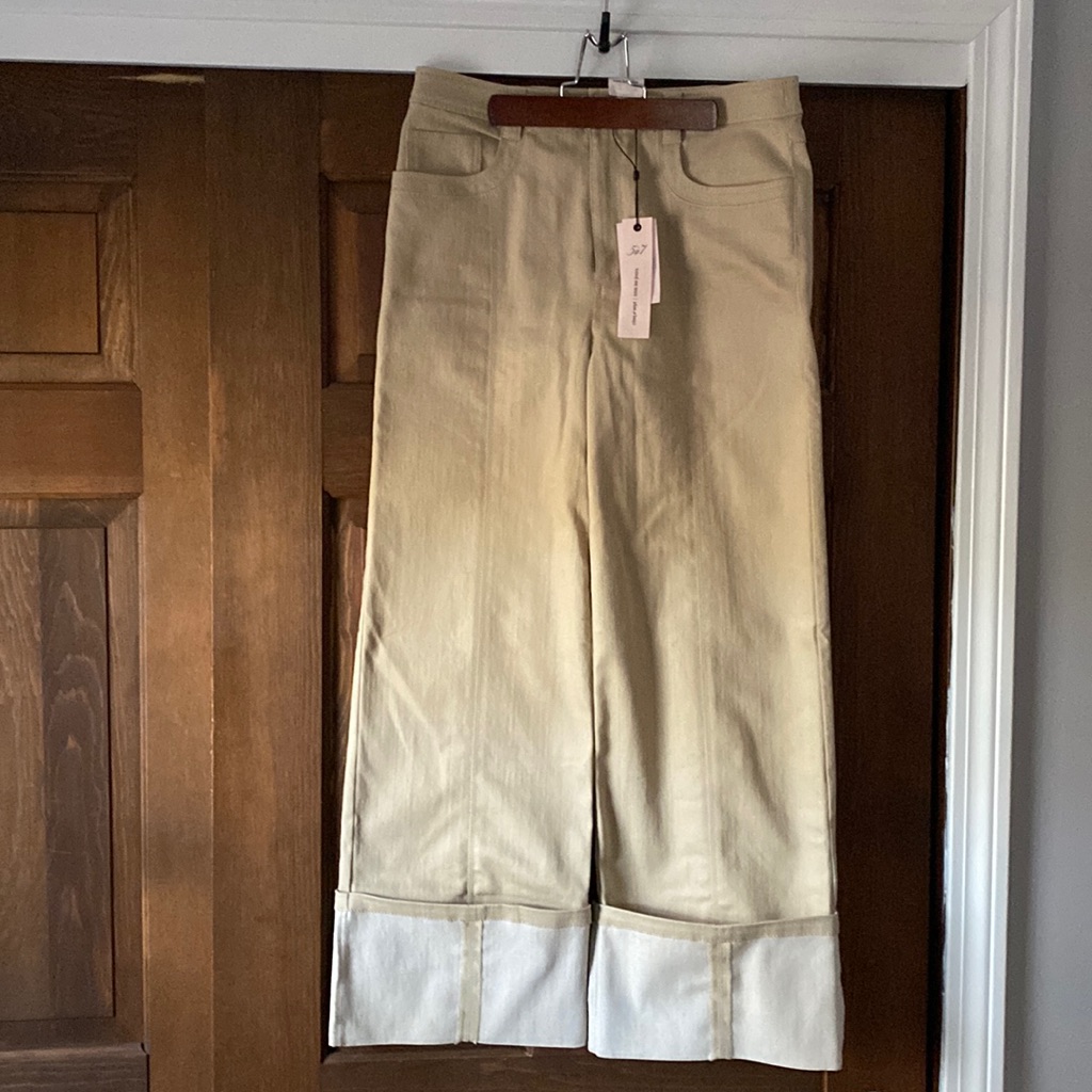 Nwt Cinq A Sept Kaia Wide Leg Cuff Pant In Khaki Size 8